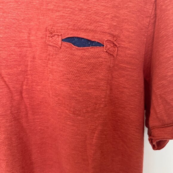 Tregene Men's Medium Orange Linen Short Sleeve Tee Shirt - Picture 2 of 5